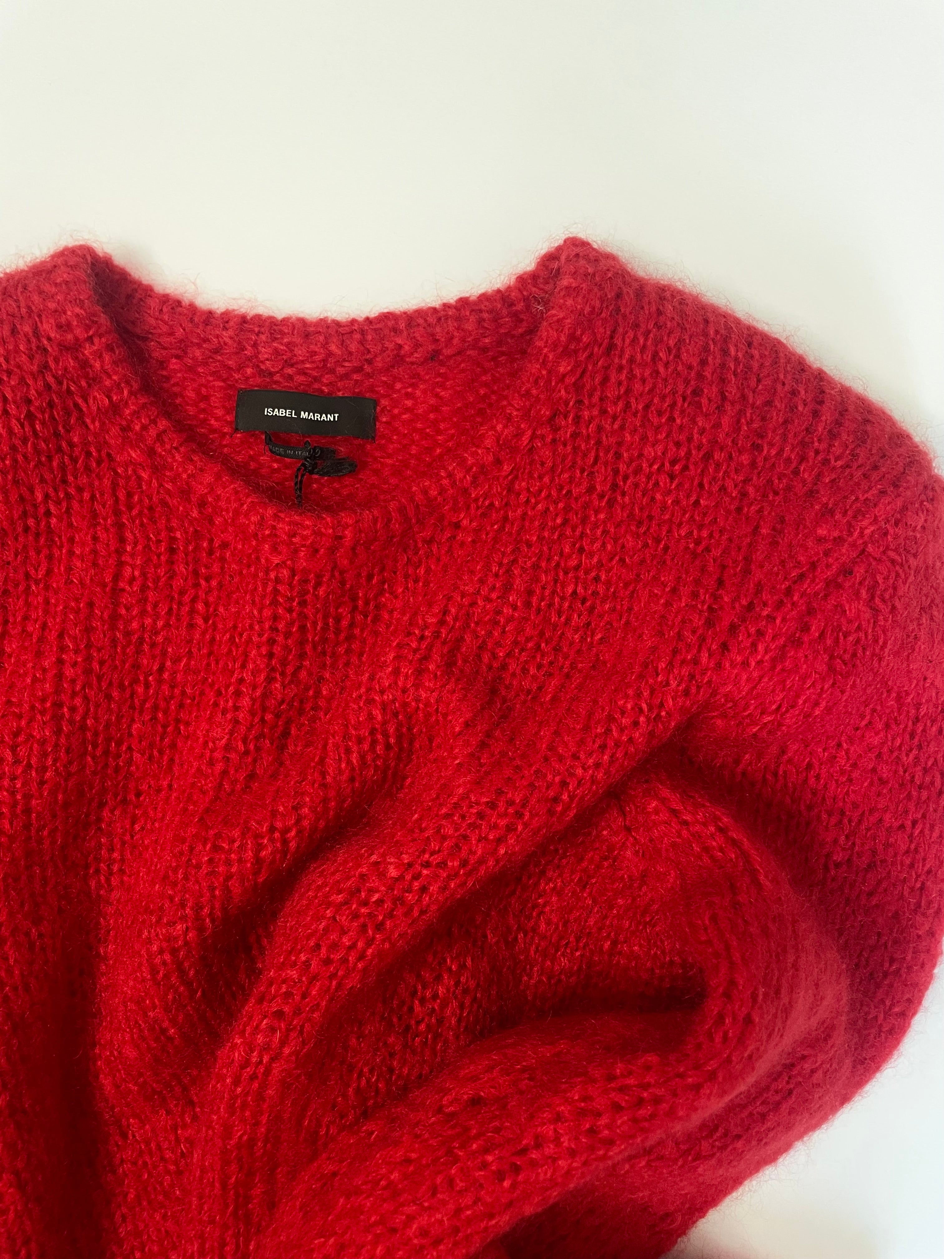 Isabel Marant Red Padded Shoulder Sweater