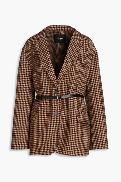 Maje Galarom Houndstooth Wool-Blend Blazer